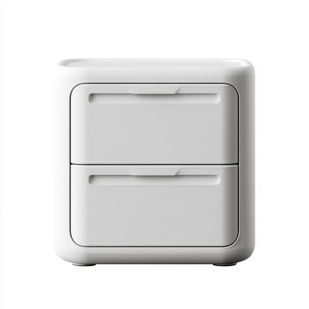 Bedside Table 45x35x50 cm with Two Drawers - White - Modern Minimalist Design
